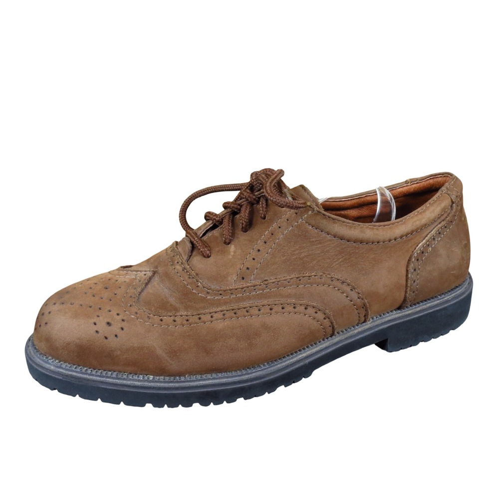 Claybrooke Montana Men Wingtip Oxford 7.5 M Dress Work Brown Leather Lug Sole